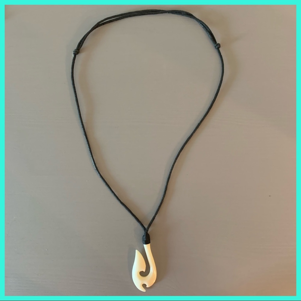 Surf Style Adjustable Black Cord Necklace w/ Hook